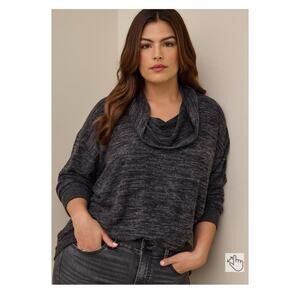 Torrid Gray Black Super Soft Plush Cowl Neck Top Sz.4